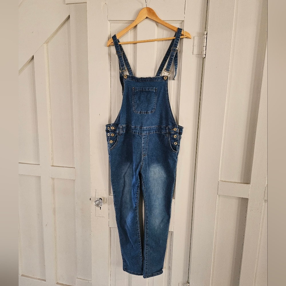Women's Blue Denim Maternity Overalls
